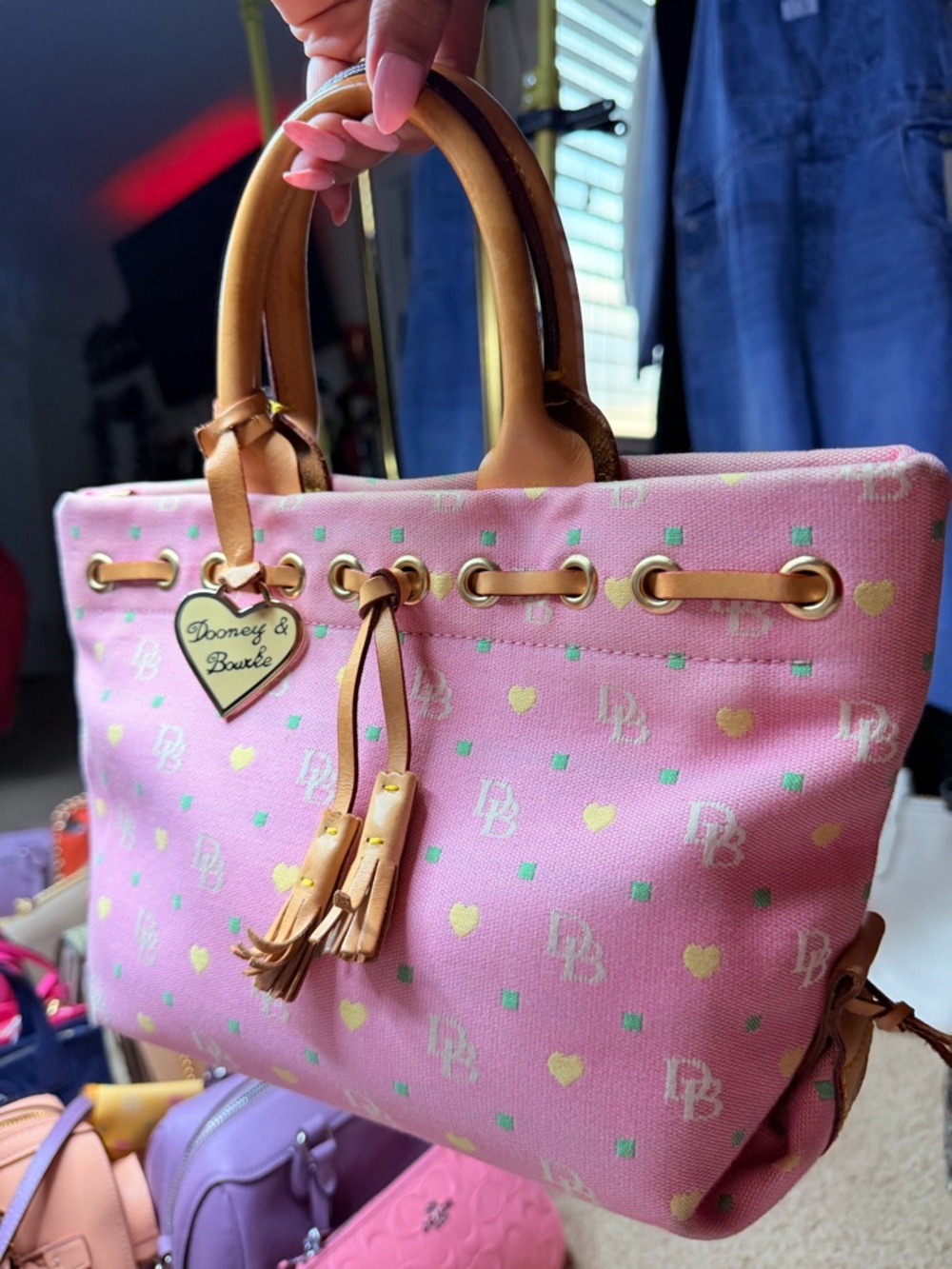 Dooney & Bourke Pink Satchel with Tan Details - Picture 11 of 16